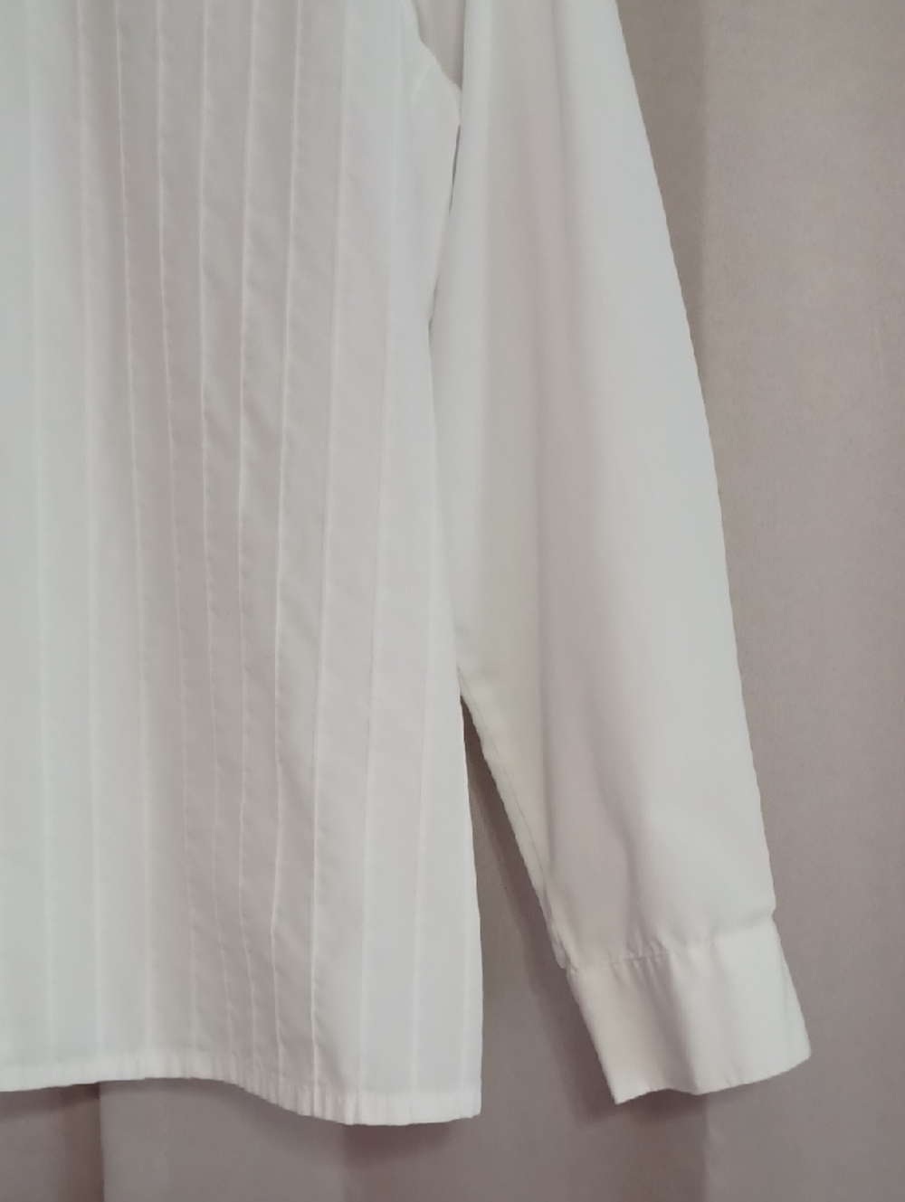 Talbots White Long Sleeve Button Front Shirt Textured Vertical Stripe Front - Picture 7 of 15